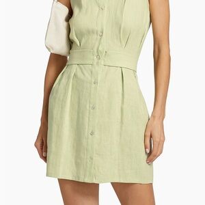 Sleeveless Button-Front Mini Dress in Sage Green Celedon